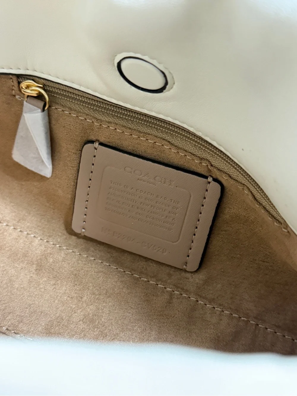 COACH Cream Pouch Shoulder Bag with Gold Logo